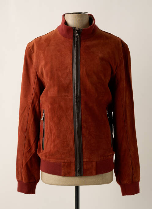 Veste en cuir marron MILESTONE pour homme