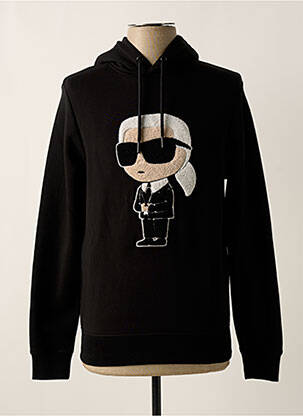 Sweat-shirt à capuche broderie manches longues noir KARL LAGERFELD homme