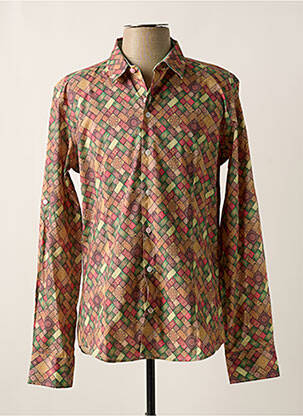 Chemise manches longues imprimé fantaisie marron NUMEROLOGIE homme