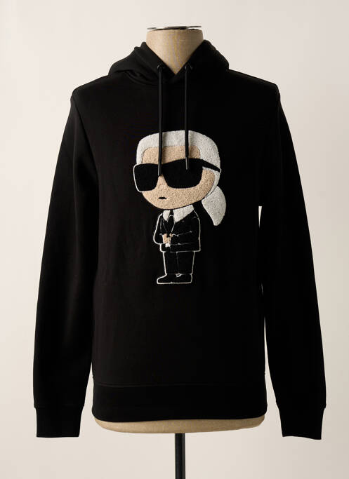 Sweat-shirt à capuche broderie manches longues noir KARL LAGERFELD homme