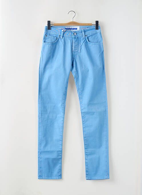 Pantalon slim fermeture zippée sous rabat boutonné taille normale bleu JACOB COHEN homme