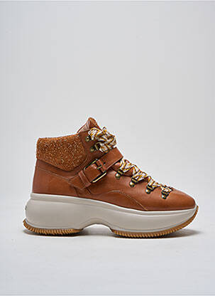 Baskets matière lisse talon de 4 à 6cm marron HOGAN femme