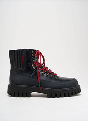 Bottines/boots tissage satiné talon bas noir JEAN BAPTISTE RAUTUREAU homme
