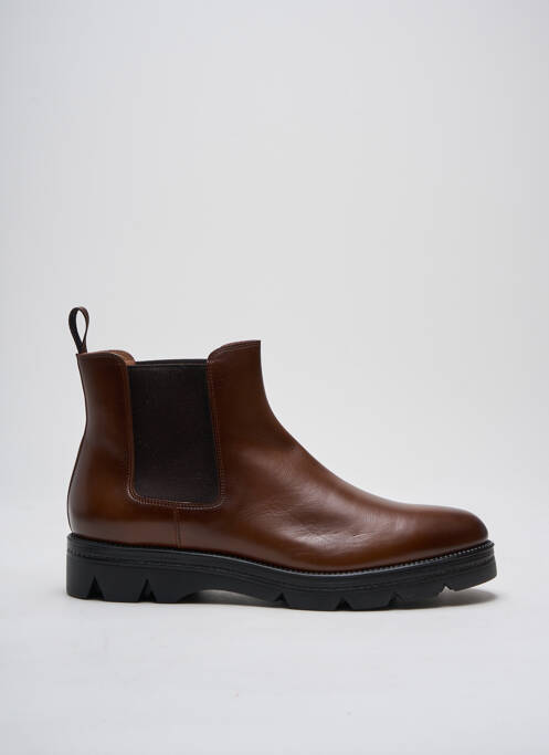 Bottines/boots tissage satiné talon plat jusqu'à 3cm marron SANTONI femme