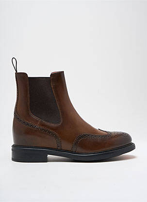 Bottines/boots tissage satiné talon plat jusqu'à 3cm marron SANTONI femme
