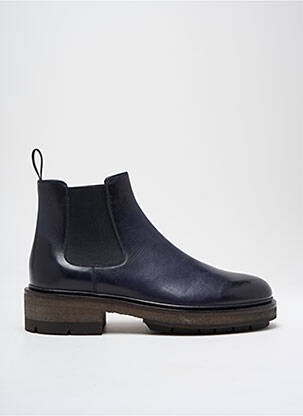Bottines/boots tissage satiné talon de 4 à 6cm bleu SANTONI femme