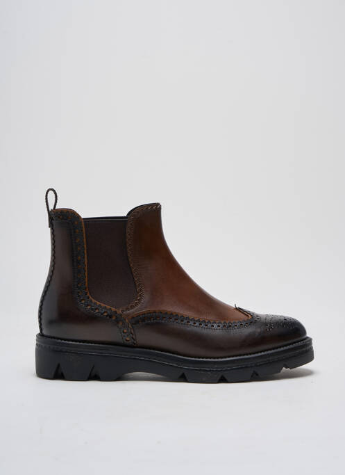 Bottines/boots tissage satiné talon plat jusqu'à 3cm marron SANTONI femme