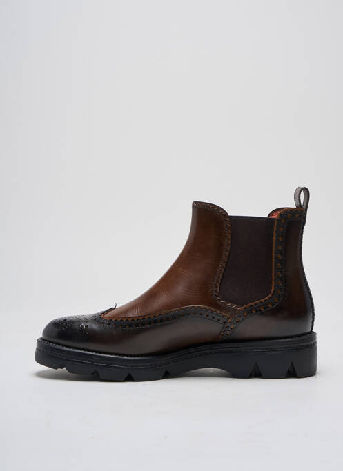 Bottines/boots tissage satiné talon plat jusqu'à 3cm marron SANTONI femme