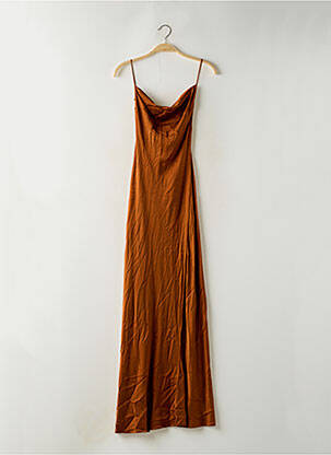 Robe longue coupe fluide fines bretelles marron PARISIENNE ET ALORS femme
