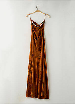 Robe longue coupe fluide fines bretelles marron PARISIENNE ET ALORS femme
