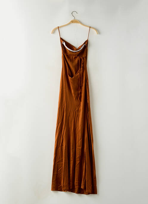 Robe longue coupe fluide fines bretelles marron PARISIENNE ET ALORS femme