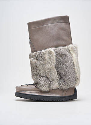Bottes fourrée talon plat jusqu'à 3cm gris MANITOBAH femme