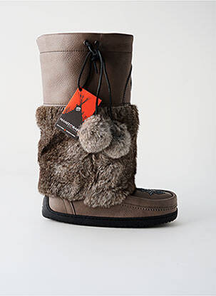 Bottes fourrée talon plat jusqu'à 3cm marron MANITOBAH femme