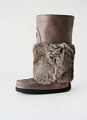 Bottes fourrée talon plat jusqu'à 3cm marron MANITOBAH femme