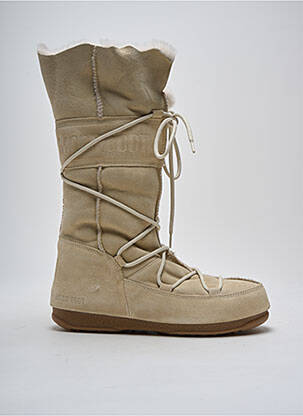 Bottes fourrée talon plat jusqu'à 3cm beige MOON BOOT femme