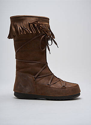 Bottes tissage satiné talon plat jusqu'à 3cm marron MOON BOOT femme