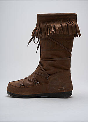 Bottes tissage satiné talon plat jusqu'à 3cm marron MOON BOOT femme