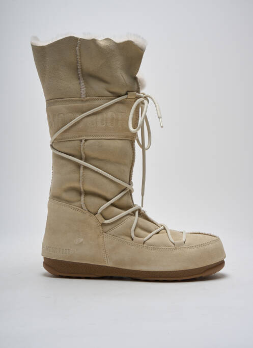 Bottes nubuck talon plat jusqu'à 3cm beige MOON BOOT femme