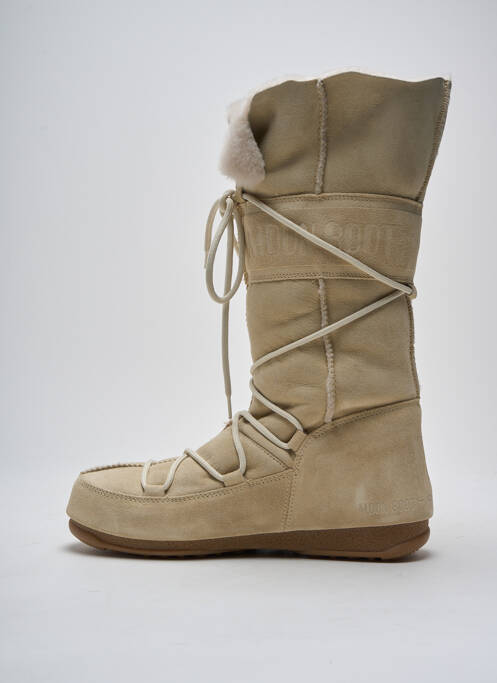 Bottes nubuck talon plat jusqu'à 3cm beige MOON BOOT femme