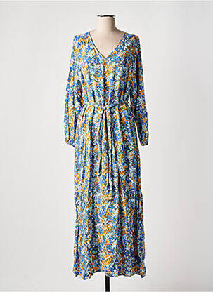 Robe longue manches longues manches longues bleu C'FLO femme