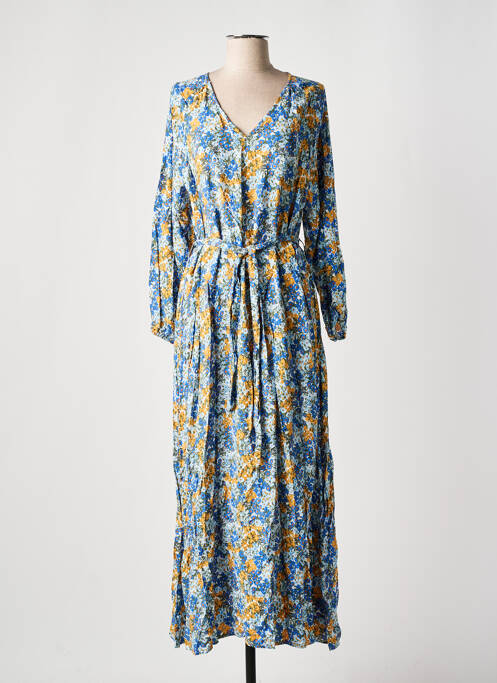 Robe longue manches longues manches longues bleu C'FLO femme