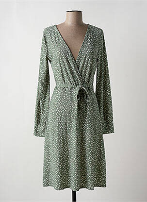 Robe mi-longue imprimé fantaisie manches longues vert VILA femme
