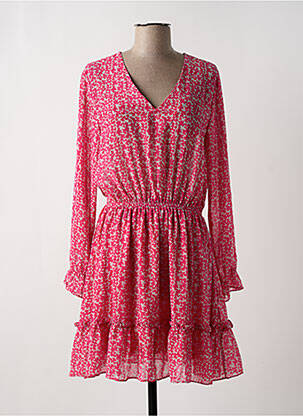 Robe courte manches longues manches longues rose LOVIE & CO femme