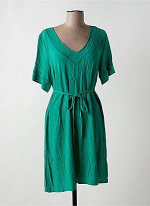Robe mi-longue coupe fluide manches courtes vert VILA femme