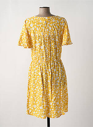 Robe mi-longue imprimé fleurs manches courtes jaune VILA femme