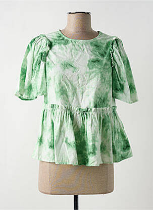 Blouse col rond manches courtes vert PIECES femme