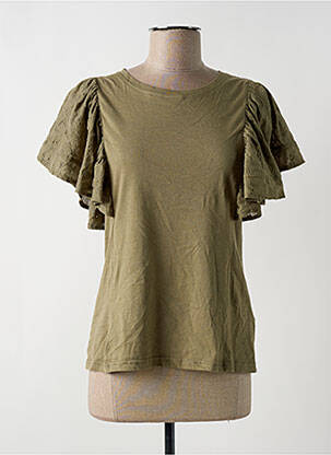 Top tissage jersey manches courtes vert MOLLY BRACKEN femme