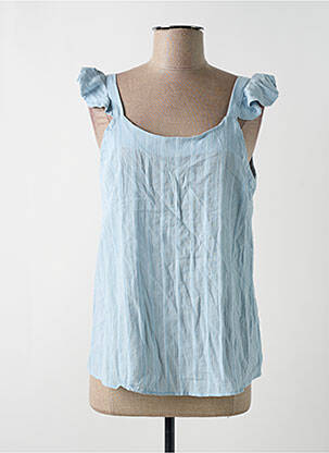 Top col carré sans manche bleu CERISE BLUE femme