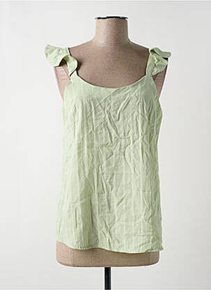 Top col carré sans manche vert CERISE BLUE femme