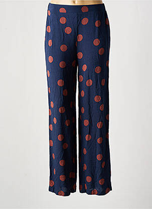 Pantalon large tissage popeline taille haute bleu VILA femme