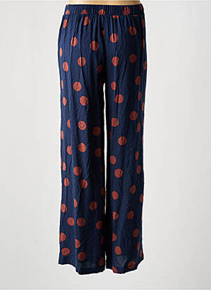 Pantalon large tissage popeline taille haute bleu VILA femme