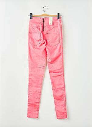 Pantalon slim tissage popeline taille haute rose PIECES femme