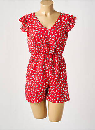 Combishort coupe fluide manches courtes rouge LILIE ROSE femme