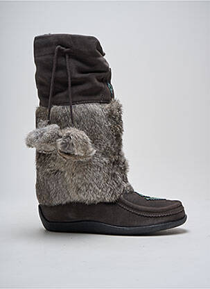 Bottes nubuck talon plat jusqu'à 3cm gris MUKS femme