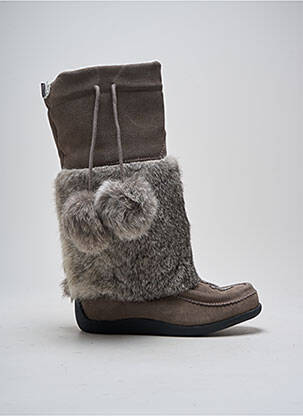 Bottes nubuck talon plat jusqu'à 3cm gris MUKS femme