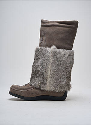 Bottes nubuck talon plat jusqu'à 3cm gris MUKS femme