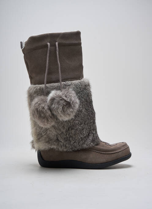 Bottes nubuck talon plat jusqu'à 3cm gris MUKS femme