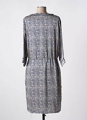 Robe mi-longue coupe fluide manches 3/4 bleu SIGNATURE femme