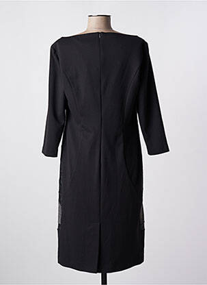 Robe mi-longue imprimé fantaisie manches longues noir SOPHIA CURVY femme