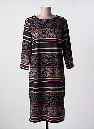 Robe mi-longue manches 3/4 manches 3/4 noir BRANDTEX femme