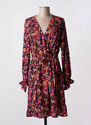 Robe mi-longue manches longues manches longues violet POMME ROUGE femme