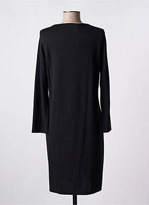 Robe mi-longue imprimé fantaisie manches longues noir KALISSON femme
