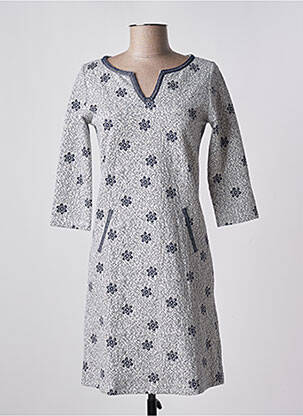 Robe mi-longue imprimé fleurs manches 3/4 bleu SIGNE NATURE femme