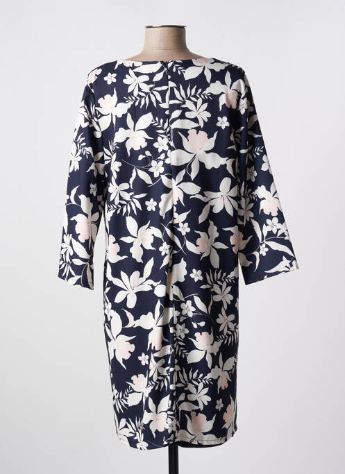 Robe mi-longue imprimé fleurs manches 3/4 bleu VICTORIA femme