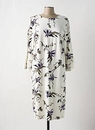 Robe mi-longue imprimé fleurs manches 3/4 beige BRANDTEX femme