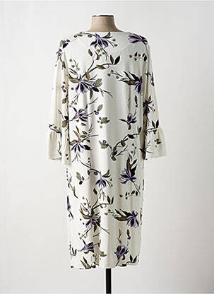 Robe mi-longue imprimé fleurs manches 3/4 beige BRANDTEX femme